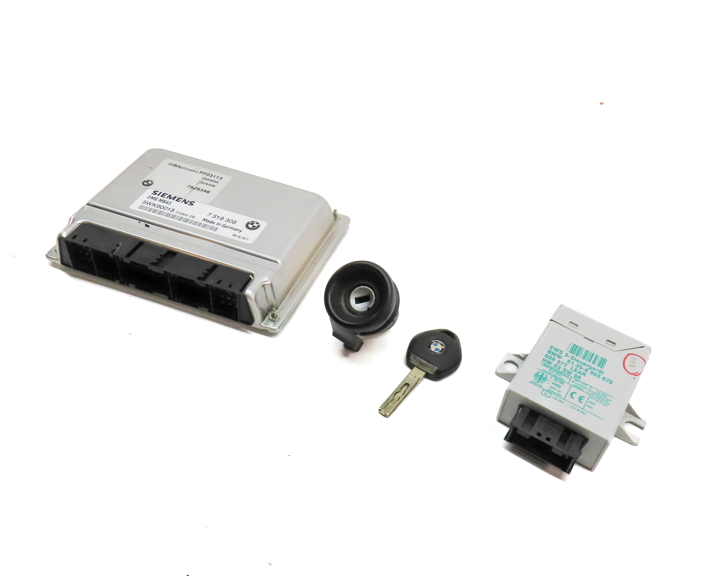 01-05 BMW 325i AWD SEDAN WAGON ENGINE CONTROL DME MS43 IMMOBILIZER MODULE SET/4 — exact item pictured